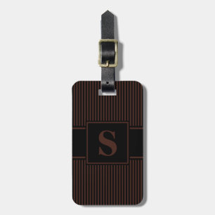 Étiquette À Bagage Monogramme Brown noir Pinstripe