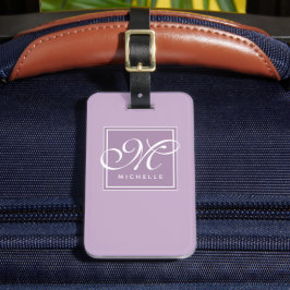 Étiquette À Bagage Monogramme classique violet et blanc