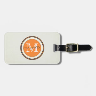 Étiquette À Bagage Monogramme crème texturisé d'orange d'arrière -