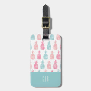 Étiquette À Bagage Monogramme d'ananas tropical moderne