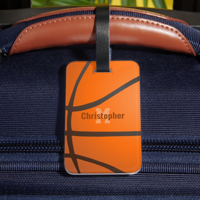 Étiquette À Bagage Monogramme de basket-ball personnalisé Initiales N (Verso Insitu 4)