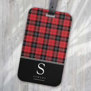 Étiquette À Bagage Monogramme de Buffle Noir Rouge