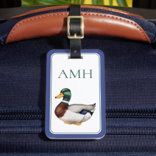 Étiquette À Bagage Monogramme de canard à canard de Preppy Mallard