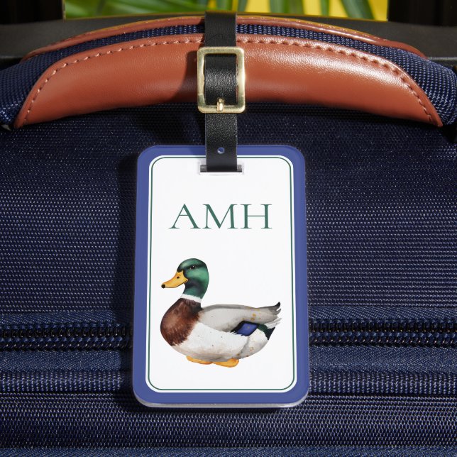 Étiquette À Bagage Monogramme de canard à canard de Preppy Mallard (Insitu Rectoal 2)