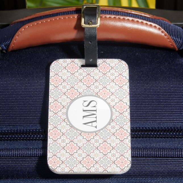 Étiquette À Bagage Monogramme de fleurs marocaines Personnalisé (Insitu Rectoal 2)