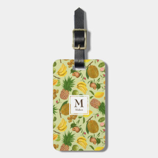 Étiquette À Bagage Monogramme de fruits tropicaux juteux peints à la 