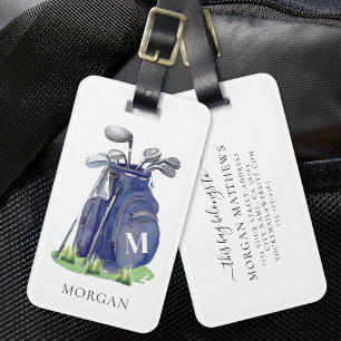 Étiquette À Bagage Monogramme de golf bleu marine