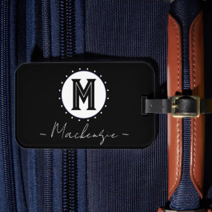 Étiquette À Bagage Monogramme de nom de famille initial Cercle