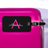 Monogramme de nom féminin écriture noire rose chau