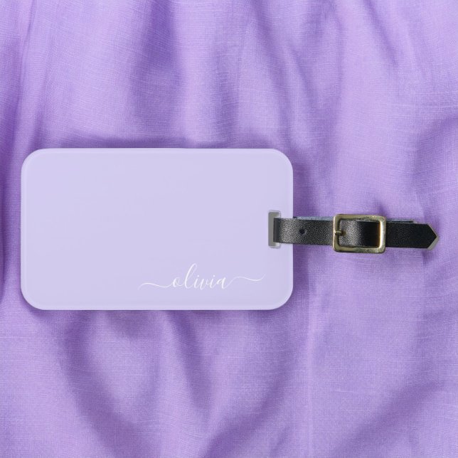 Étiquette À Bagage Monogramme de nom moderne écriture girly lavande v (Créateur téléchargé)