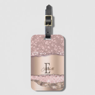 Étiquette À Bagage Monogramme de Parties scintillant Gold Diamonds Ro