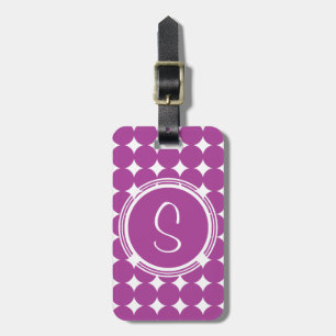 Étiquette À Bagage Monogramme de point Polka violet