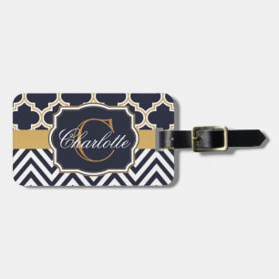 Étiquette À Bagage Monogramme de Quatrefol Chevron