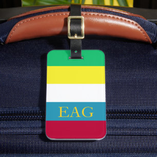 Étiquette À Bagage Monogramme de rayure de palette de pique-nique