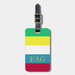 Étiquette À Bagage Monogramme de rayure de palette de pique-nique
