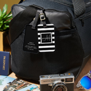 Étiquette À Bagage Monogramme de script Moderne