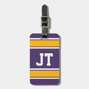Étiquette À Bagage Monogramme de sport violet et or