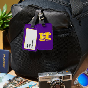 Étiquette À Bagage Monogramme de style lettre universitaire violet et