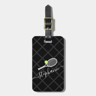Étiquette À Bagage Monogramme de tennis de nom personnalisé