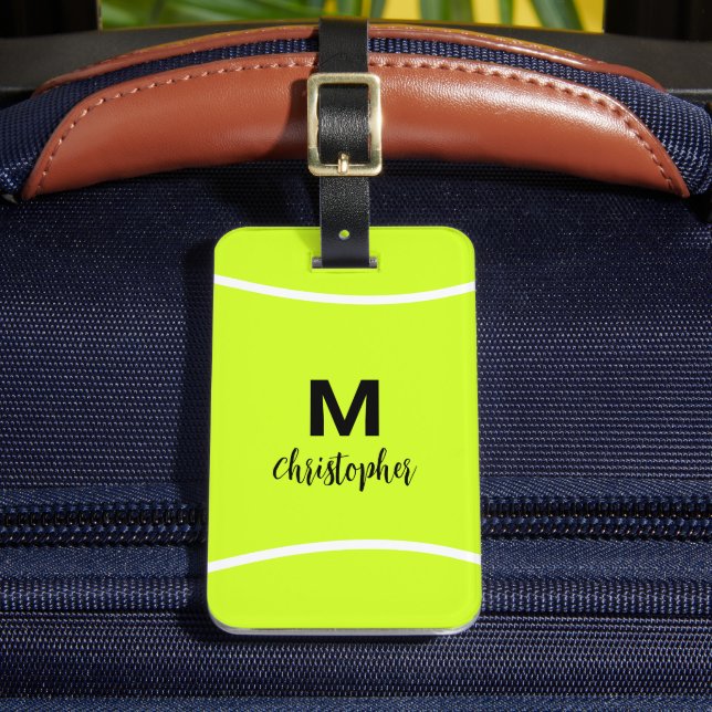 Étiquette À Bagage Monogramme de tennis personnalisé Nom initial (Insitu Rectoal 2)