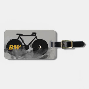 Étiquette À Bagage monogramme de vélo urbain noir