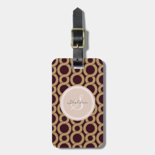 Étiquette À Bagage Monogramme de verrouillage brun chic de motif de