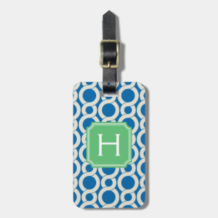 Étiquette À Bagage Monogramme de verrouillage de motif de bleu chic