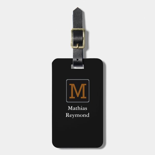 Étiquette À Bagage monogramme de voyageur classe et moderne (Devant Vertical)