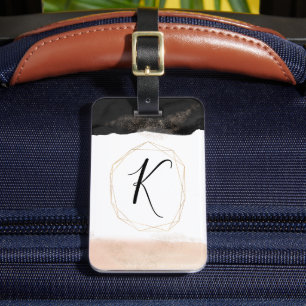 Étiquette À Bagage Monogramme d'encre noire or