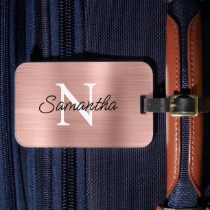 Étiquette À Bagage Monogramme d'huile métallique Rose léger Faux or