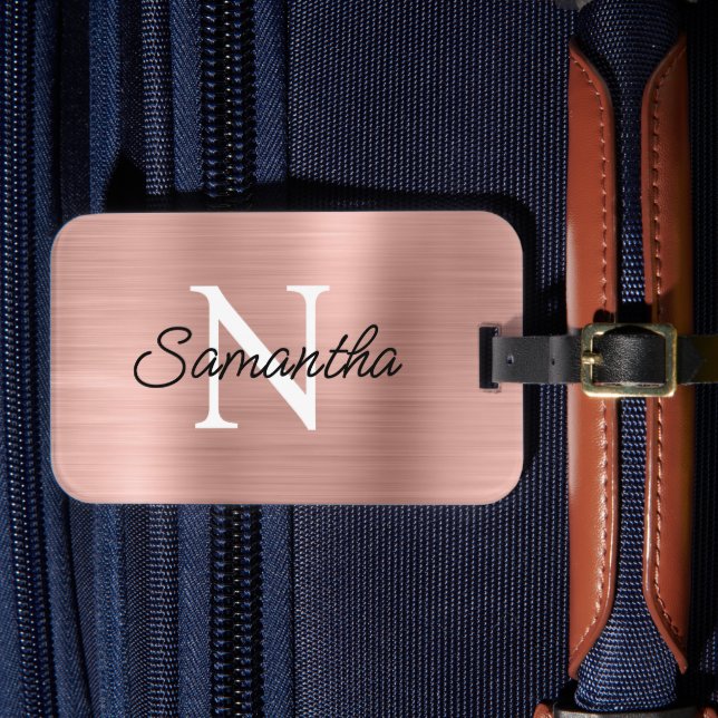 Étiquette À Bagage Monogramme d'huile métallique Rose léger Faux or (Insitu Rectoal 4)