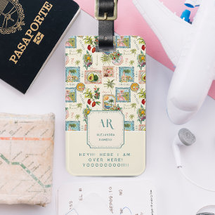 Étiquette À Bagage Monogramme d'impression de voyage mexicain coloré