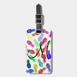 Étiquette À Bagage Monogramme drôle génial frais d'ananas d'aquarelle