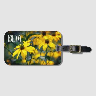 Étiquette À Bagage Monogramme du confleur à feuilles coupées jaunes