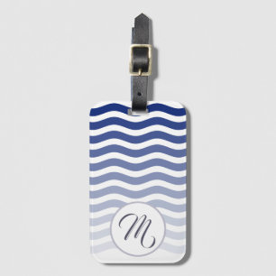 Étiquette À Bagage Monogramme Élégant Motif de lames bleues