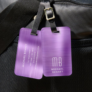 Étiquette À Bagage Monogramme Élégant Rose