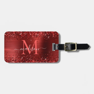 Étiquette À Bagage Monogramme en métal brosse à Parties scintillant r