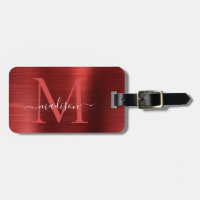 Monogramme en métal brossé rouge Bourgogne