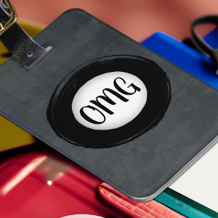 Étiquette À Bagage Monogramme en noir et blanc détendu Grunge moderne