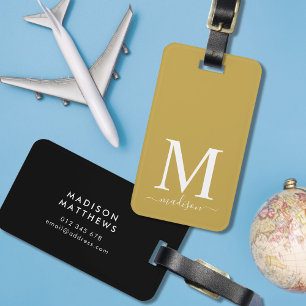 Étiquette À Bagage Monogramme et calligraphie avec Arrière - plan mod