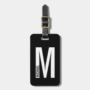 Étiquette À Bagage Monogramme et nom personnalisés modernes