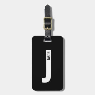 Étiquette À Bagage Monogramme et nom personnalisés modernes