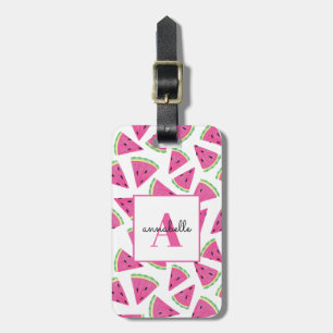 Étiquette À Bagage Monogramme Eté Watermelon Personnalisé