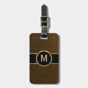 Étiquette À Bagage Monogramme Faux cuir look Vintage