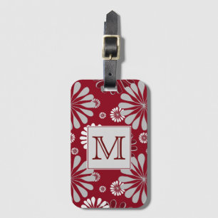 Étiquette À Bagage Monogramme floral de Bourgogne et de Grey