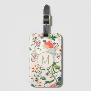 Étiquette À Bagage Monogramme floral élégant