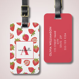 Étiquette À Bagage Monogramme fraise d'été personnalisée