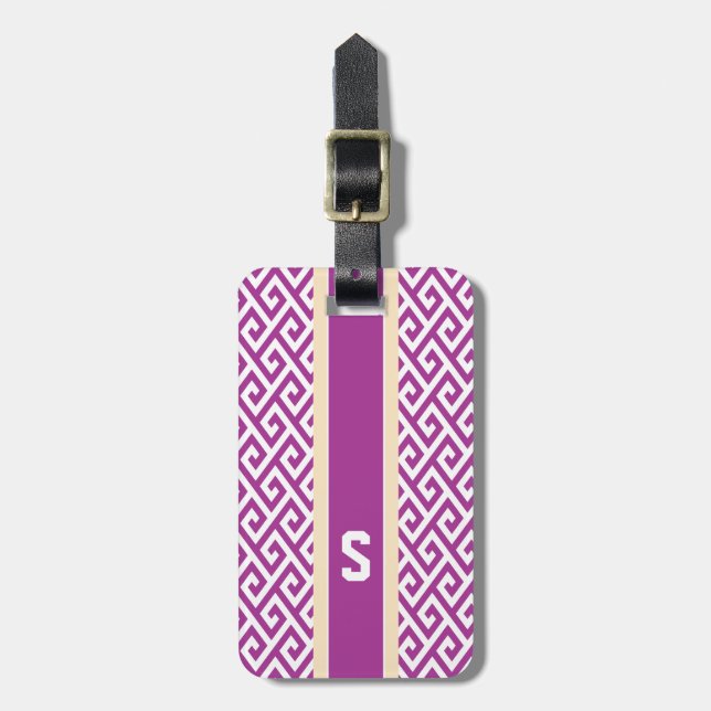 Étiquette À Bagage Monogramme géométrique de motif d'abrégé sur chic (Devant Vertical)