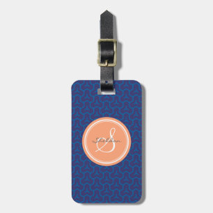 Étiquette À Bagage Monogramme géométrique de motif d'abrégé sur chic