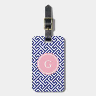 Étiquette À Bagage Monogramme géométrique de motif d'abrégé sur chic